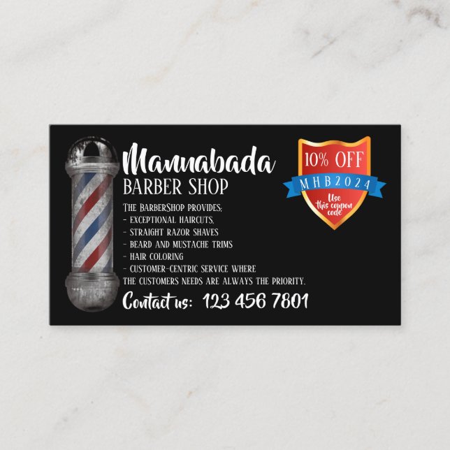 Tarjeta De Visita código de cupón de tienda de suministros de poste  (Anverso)