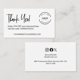 Tarjeta De Visita Código de descuento para logotipos de personalizab