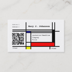 Tarjeta De Visita Código de encargo del diseño fresco QR de Mondrian