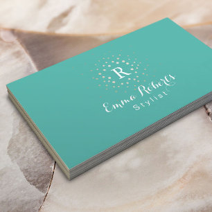 Tarjeta De Visita Código de la turquesa QR del monograma del