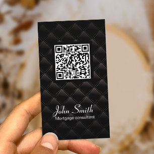 Tarjeta De Visita Código elegante de la oscuridad QR del agente de
