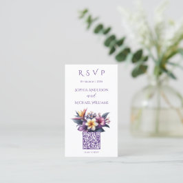 Tarjeta De Visita Código Floral Tropical-RSVP-QR