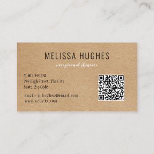 Tarjeta De Visita Código Kraft QR ruso simple y moderno