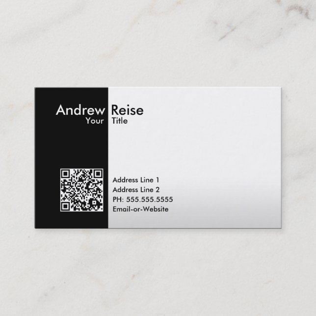 Tarjeta De Visita código negro/blanco profesional de QR (Anverso)