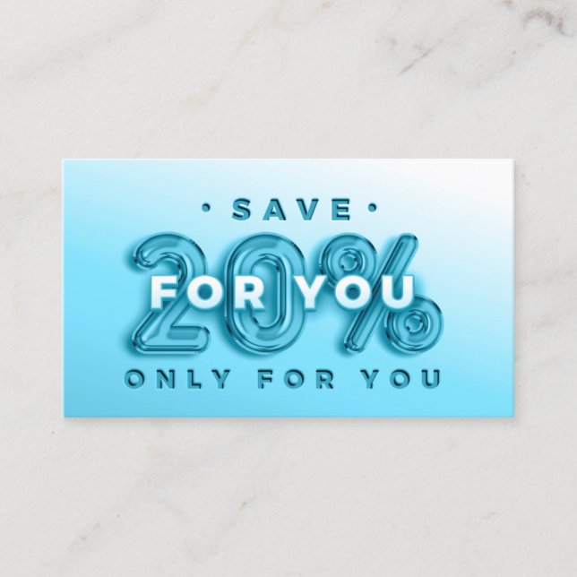 TARJETA DE VISITA CÓDIGO QR 20%OFF PROMOCIÓN DE CUENTA INSERTAR AZUL (Anverso)