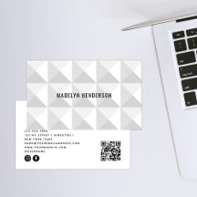 Código QR abstracto geométrico moderno en blanco y