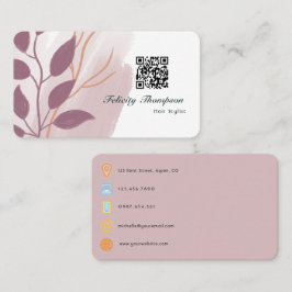 Tarjeta De Visita Código QR abstracto rosa dorado y rosa rubor