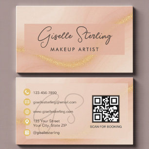 Tarjeta De Visita Código QR Acuarela para Artista de Maquillaje