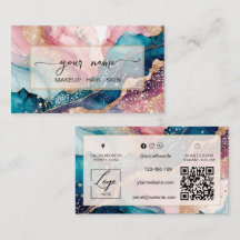Código Qr acuarela y rubor iridiscente Rosa