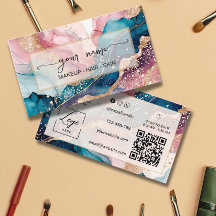 Código Qr acuarela y rubor iridiscente Rosa