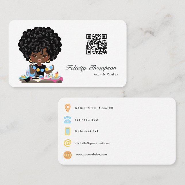 Tarjeta De Visita Código QR Afro Crafter (Anverso / Reverso)