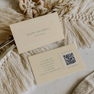 Tarjeta De Visita Código QR Amarillo Mantequilla Neutro Simple AVERY