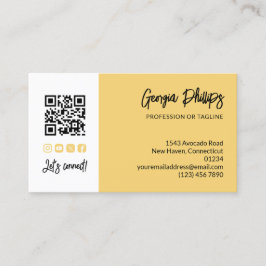 Tarjeta De Visita Código QR Amarillo Suave Foto Socialmedia Letra a 