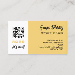 Tarjeta De Visita Código QR Amarillo Suave Foto Socialmedia Letra a
