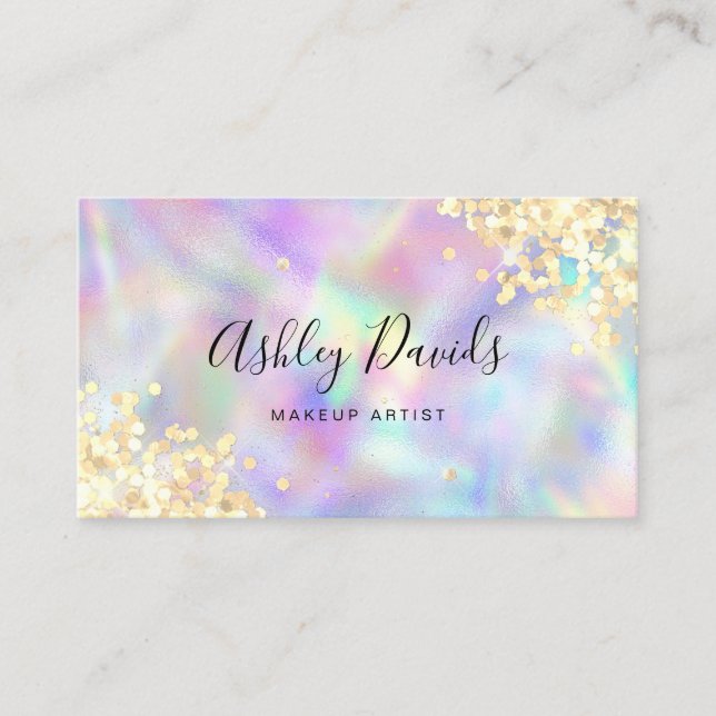 Tarjeta De Visita Código QR Artista de maquillaje de moda Purpurina  (Anverso)