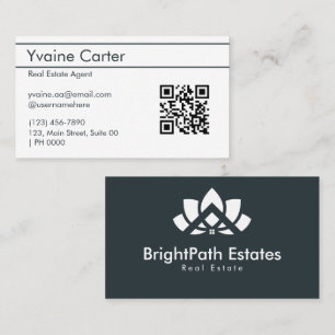 Tarjeta De Visita Código QR azul blanco limpio y elegante minimalist