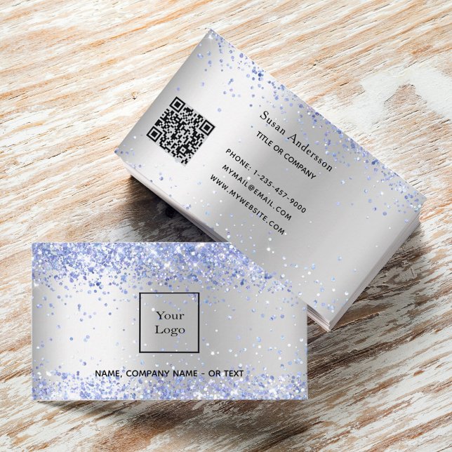 Tarjeta De Visita Código QR azul claro plateado metalizado (Subido por el creador)