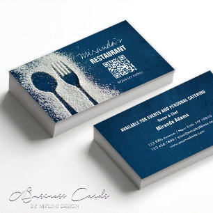 Tarjeta De Visita Código QR, Azul Marino, Chef, Catering, Restaurant