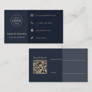 Tarjeta De Visita Código QR Azul Marino Moderno Corredor Inmobiliari