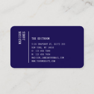 Tarjeta De Visita Código QR Azul Oscuro Minimalista Moderno Simple