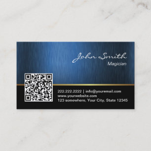 Tarjeta De Visita Código QR azul real Magiciano