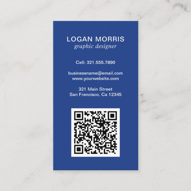 Tarjeta De Visita Código QR azul simple moderno (Anverso)