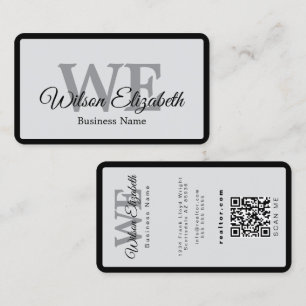 Tarjeta De Visita Código QR azul y dorado moderno y elegante con mon