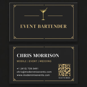 Tarjeta De Visita Código QR Bartender de Eventos Profesional