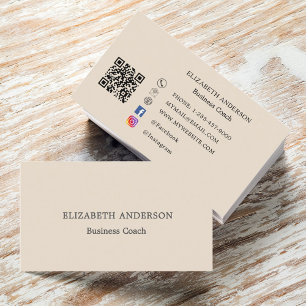 Tarjeta De Visita Código qr beige en redes sociales