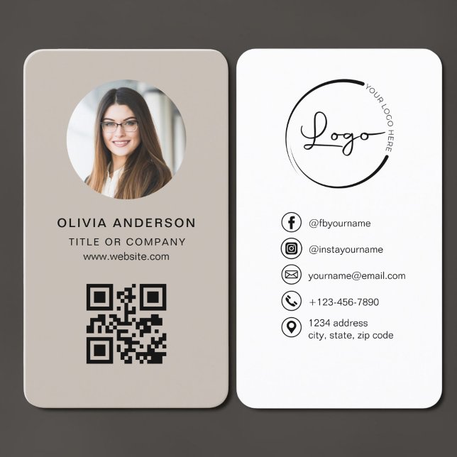 Tarjeta De Visita Código QR beige foto (Subido por el creador)