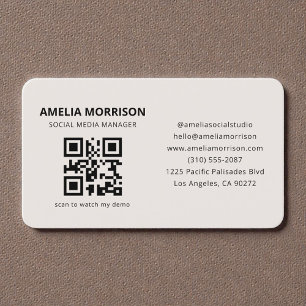 Tarjeta De Visita Código QR beige neutro