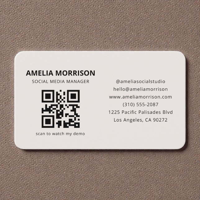 Tarjeta De Visita Código QR beige neutro (Subido por el creador)