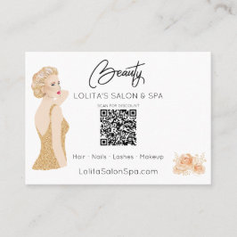 Tarjeta De Visita *~* Código QR Belleza Salon Spa Mujer Floral Glam