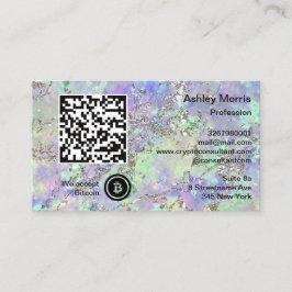 Tarjeta De Visita Código QR Bit Me Aceptamos Purpurina con logotipo 