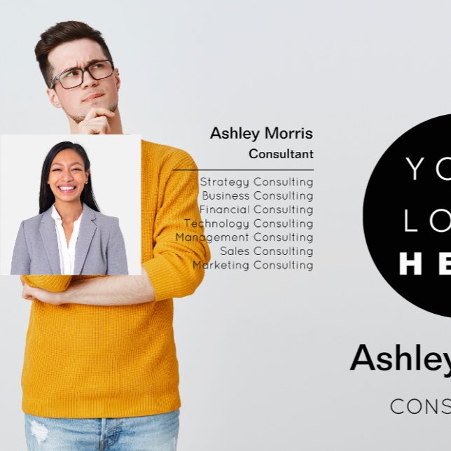 Tarjeta De Visita Código QR Bit Me Fotografía Profesional Blanco Neg (Bit Me QR Code Logo Photo Professional Black White Business Card )