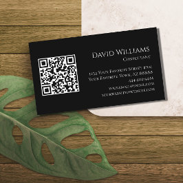 Tarjeta De Visita Código QR Blanco negro Minimalista moderno