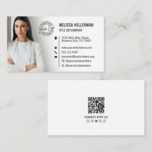 Tarjeta De Visita Código QR Blanco Profesional Foto Su Logo