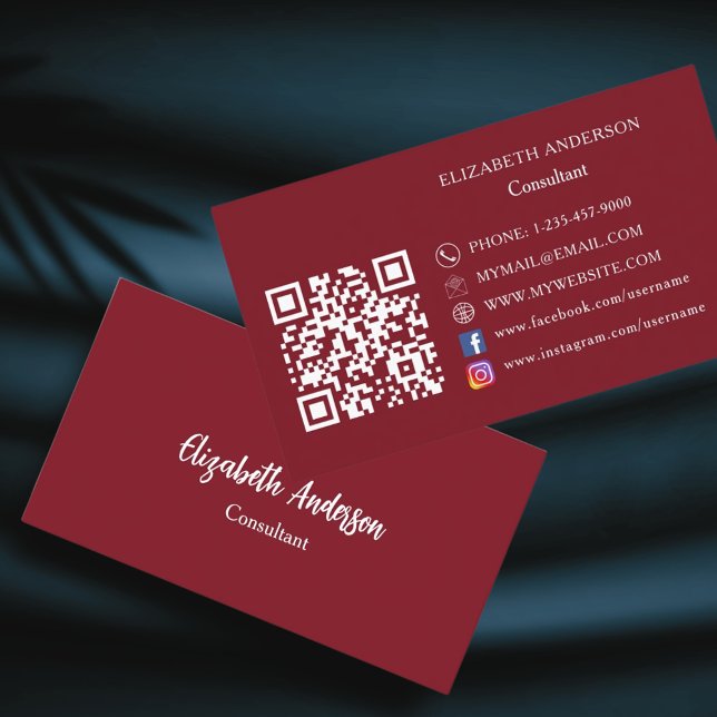 Tarjeta De Visita Código QR blanco rojo (Subido por el creador)