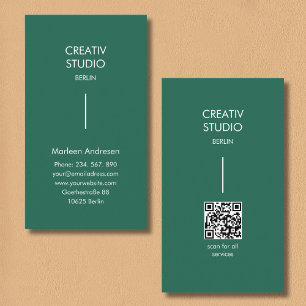 Tarjeta De Visita Código QR blanco verde minimalista moderno