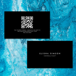 Tarjeta De Visita CÓDIGO QR blanco y negro de lujo Minimalista