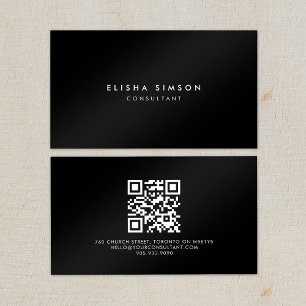 Tarjeta De Visita CÓDIGO QR blanco y negro de lujo Minimalista