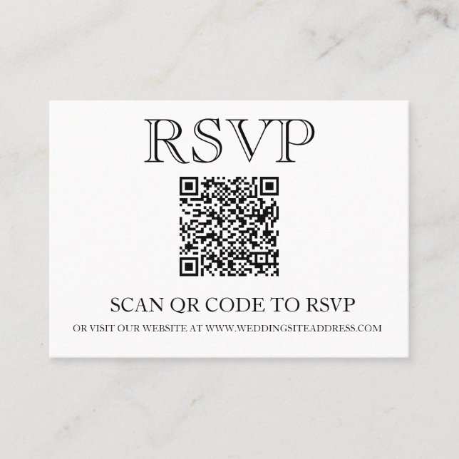 Tarjeta De Visita Código QR Boda RSVP Simple (Anverso)