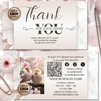Tarjeta De Visita Código QR Boho Chic Foto Gracias Por Su Pedido