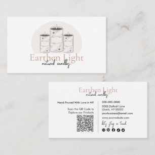 Tarjeta De Visita Código QR Botánico de Vela Minimalista y Moderna