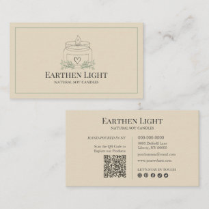 Tarjeta De Visita Código QR Botánico de Velas Minimalista y Moderna