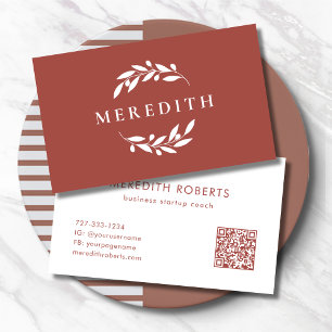 Tarjeta De Visita Código QR botánico minimalista Terracotta