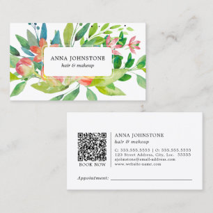 Tarjeta De Visita Código QR Botánico Vibrante Nombramiento