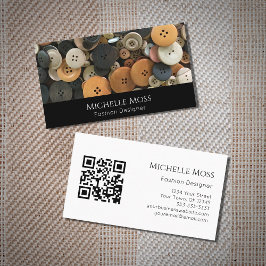 Tarjeta De Visita Código QR Botones de costura Moda Seamstress