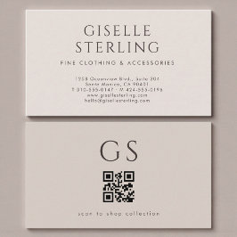 Tarjeta De Visita Código QR Boutique de Lujo Taupe Neutral