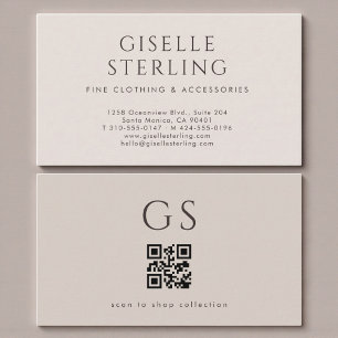 Tarjeta De Visita Código QR Boutique de Lujo Taupe Neutral